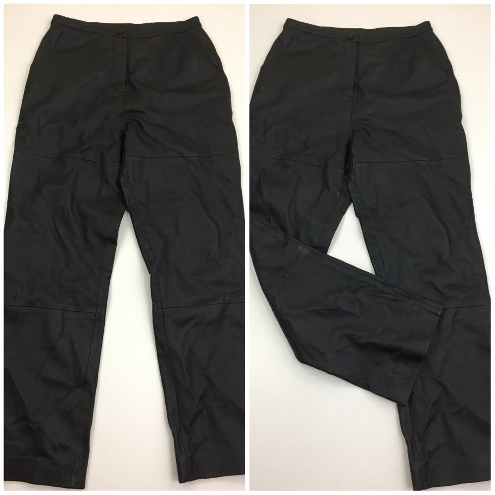 STYLE & CO Collection Black 100% Genuine Leather High Waist Pant